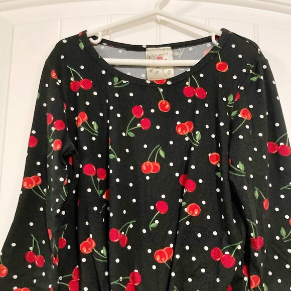 JENNA & JESSIE Little girl's cherry polka dot long-sleeve top SMALL MEDIUM shirt - Picture 3 of 11